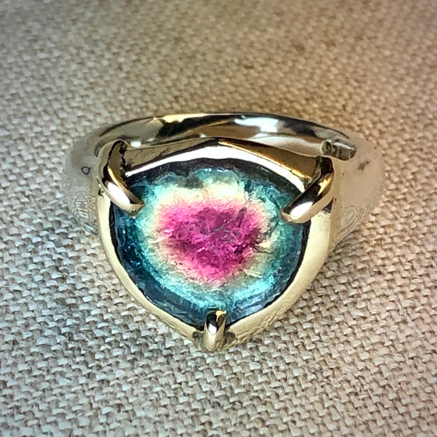 Watermelon Tourmaline Slice Ring