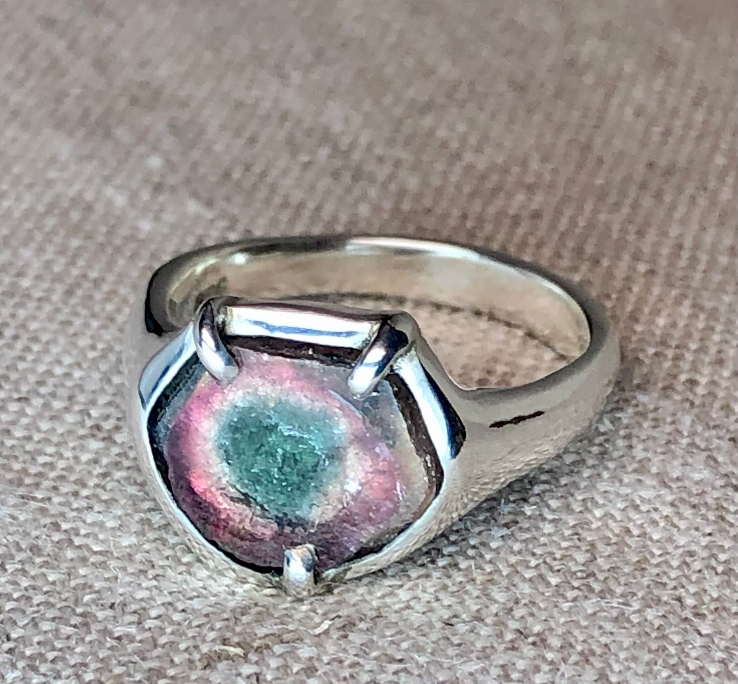 Reverse Watermelon Tourmaline Ring