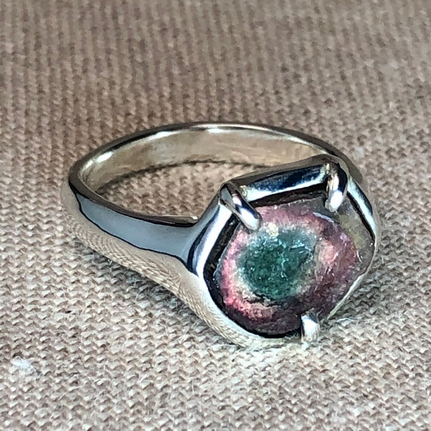 Reverse Watermelon Tourmaline Ring
