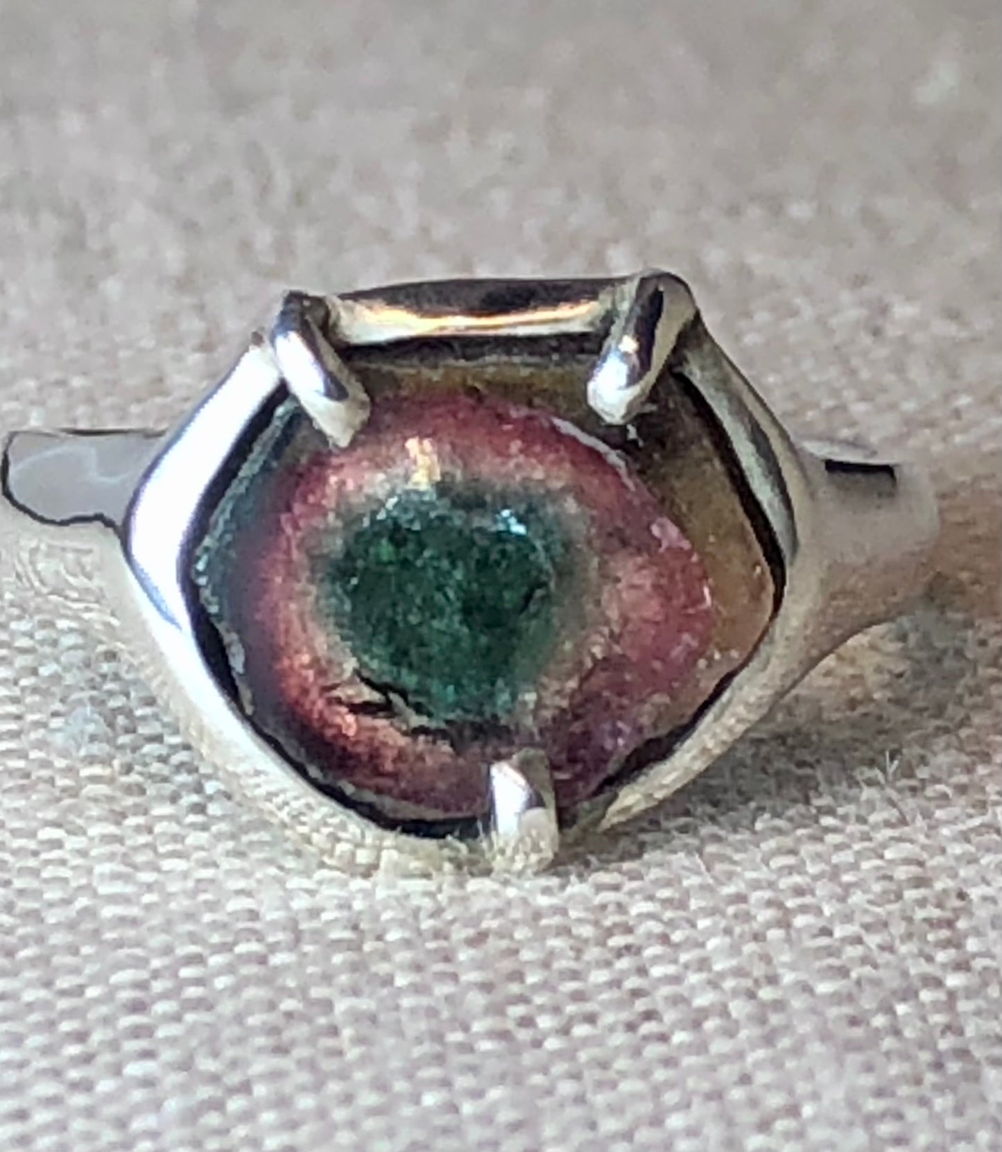 Reverse Watermelon Tourmaline Ring