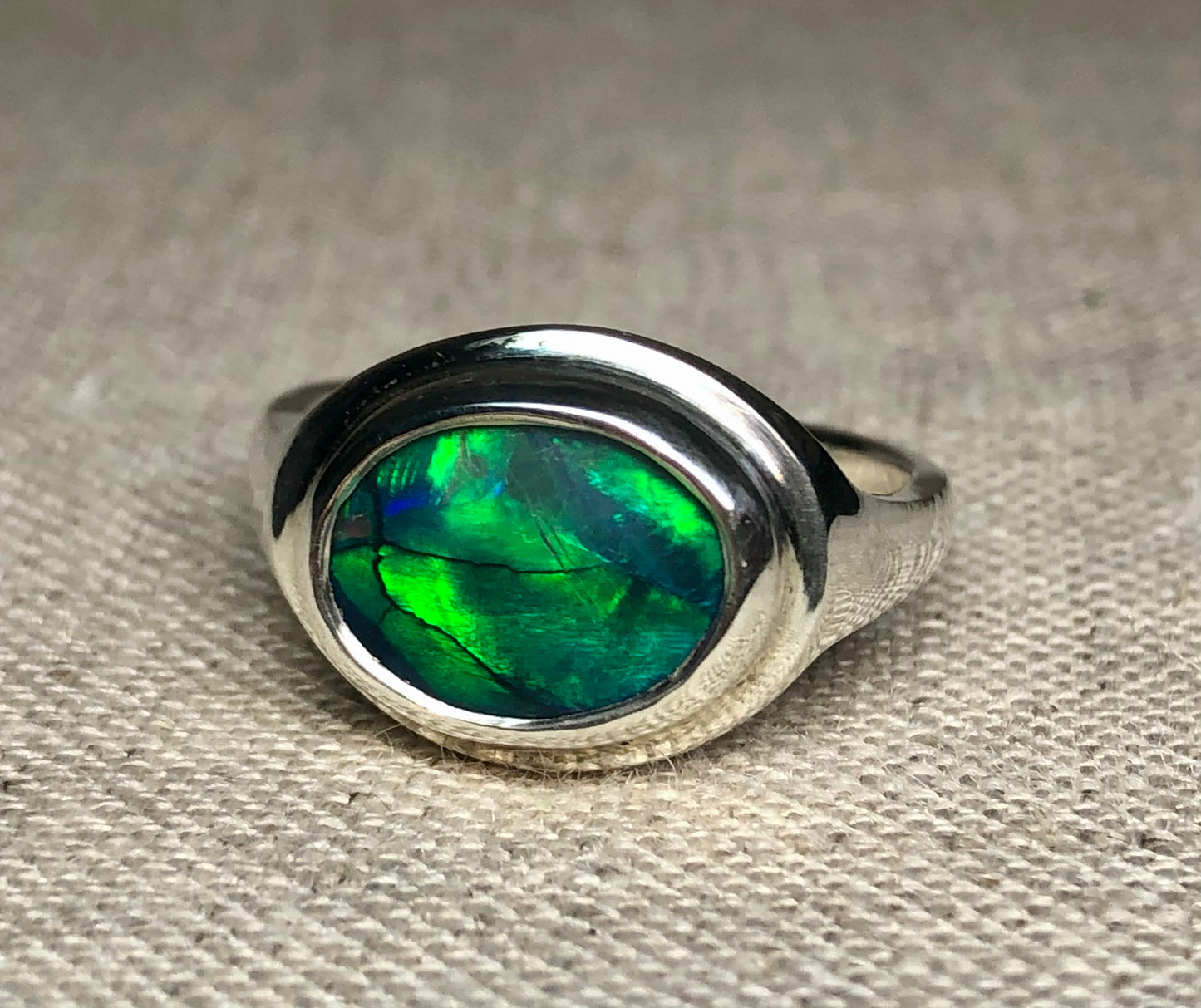 Australian Black Opal Ring