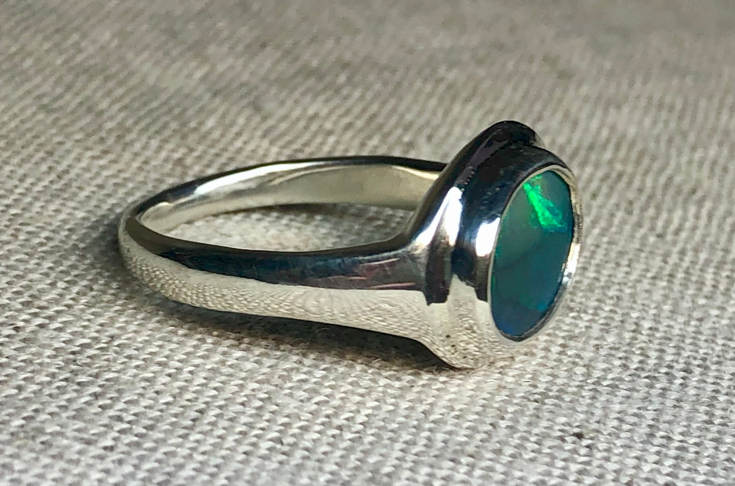 Australian Black Opal Ring