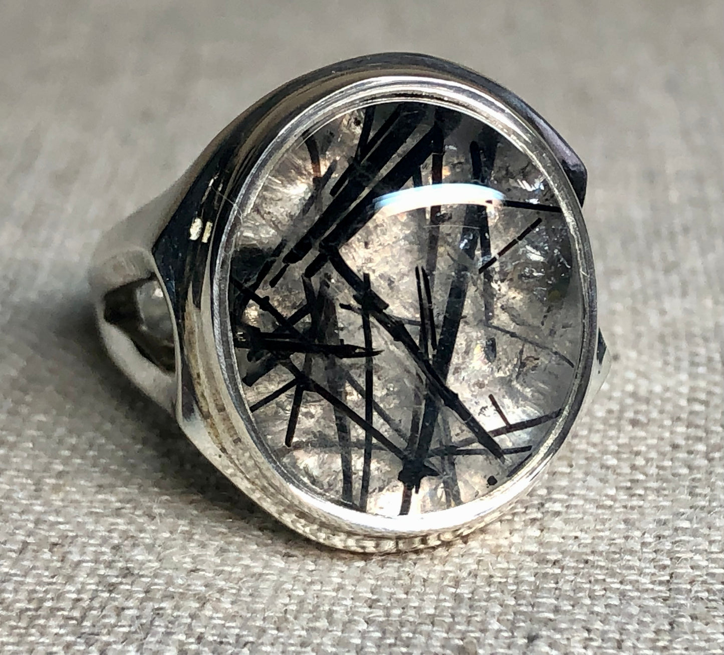 Tourmalinated Quartz Ring