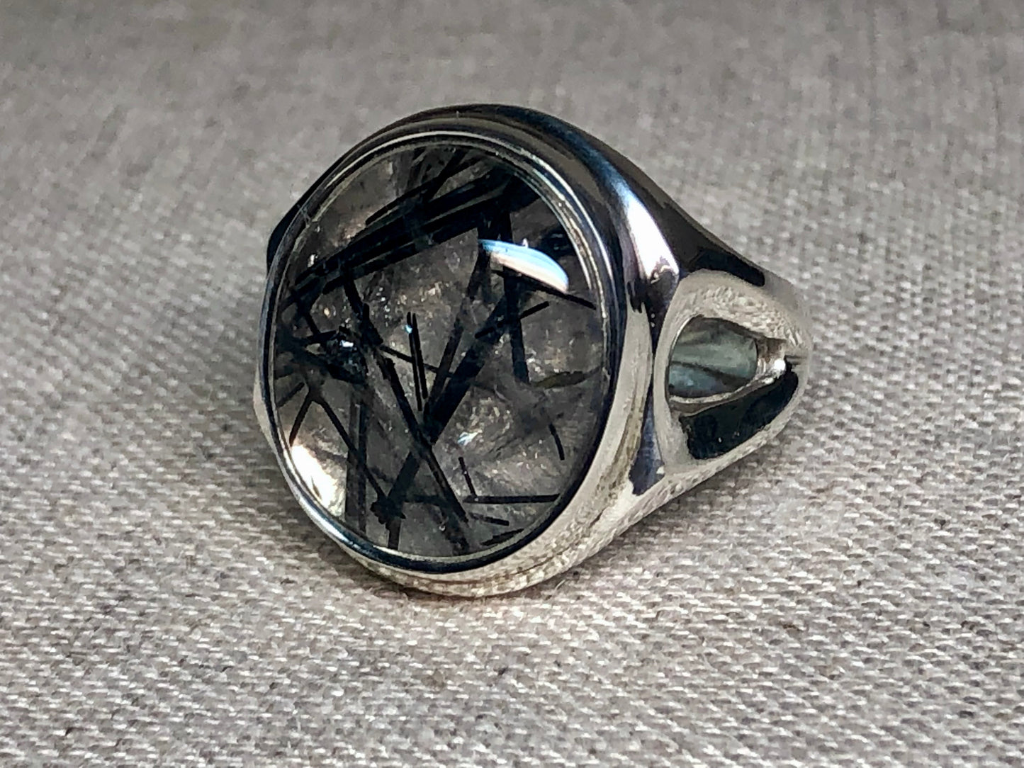 Tourmalinated Quartz Ring