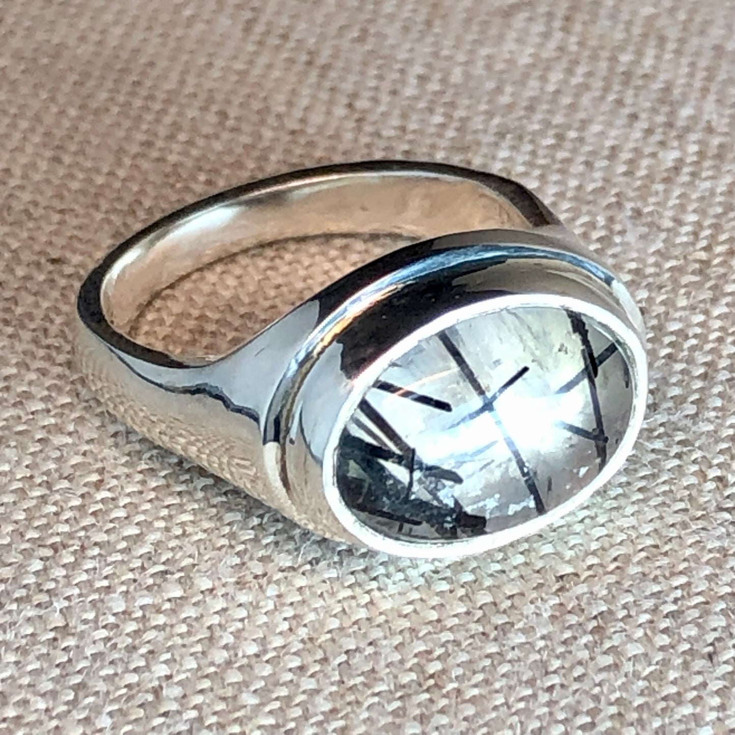 Tourmalinated Quartz Ring