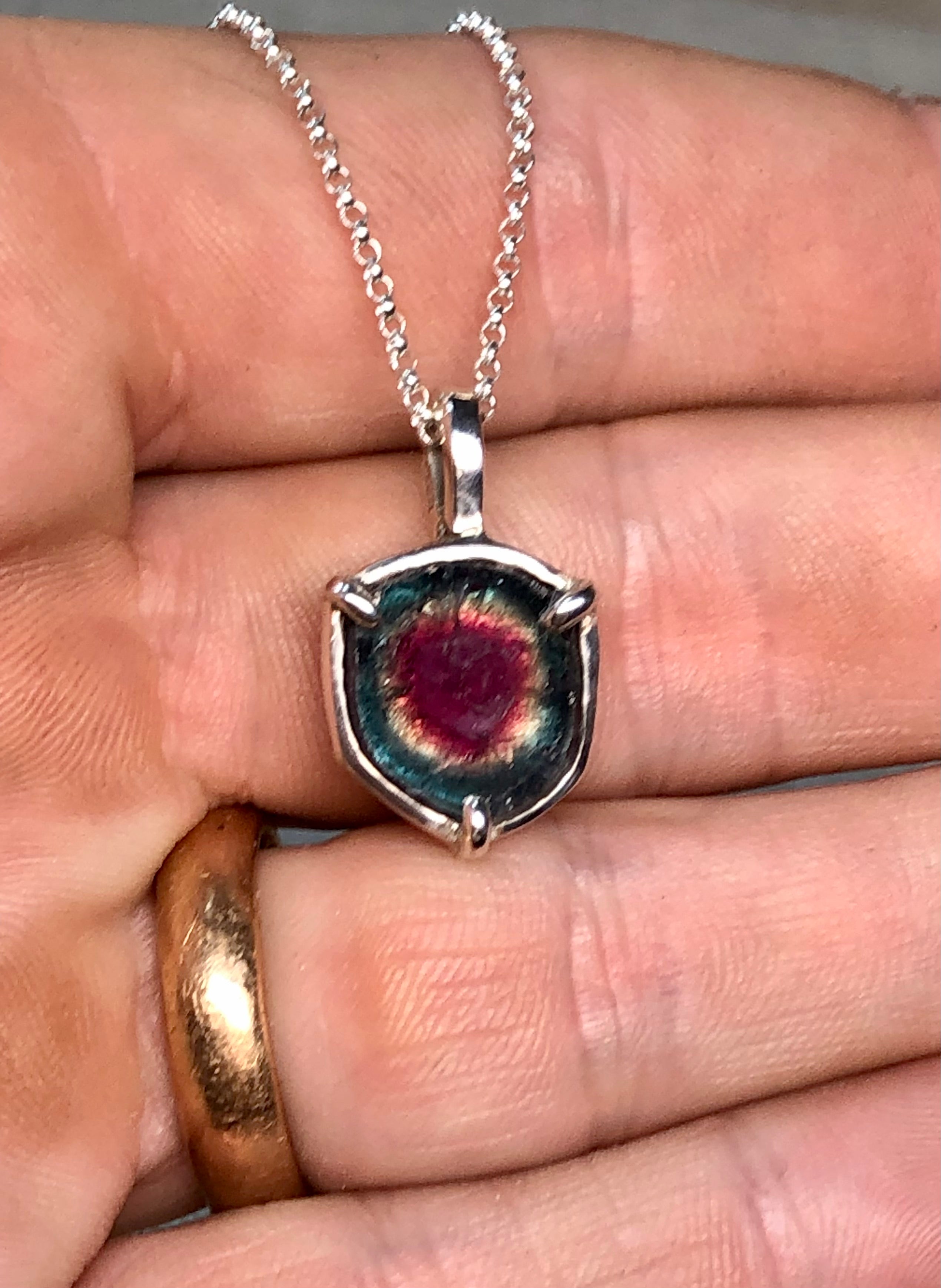 Watermelon Tourmaline and discount Garnet Sterling Silver Necklace