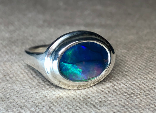 Australian Black Opal Ring